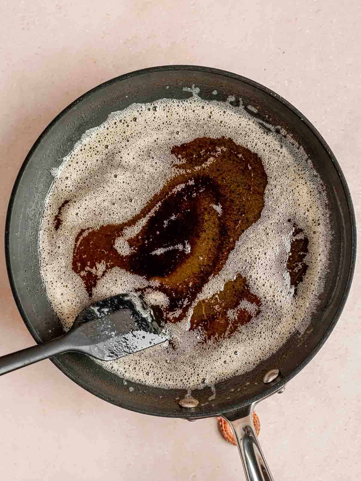 Browning butter in a skillet.