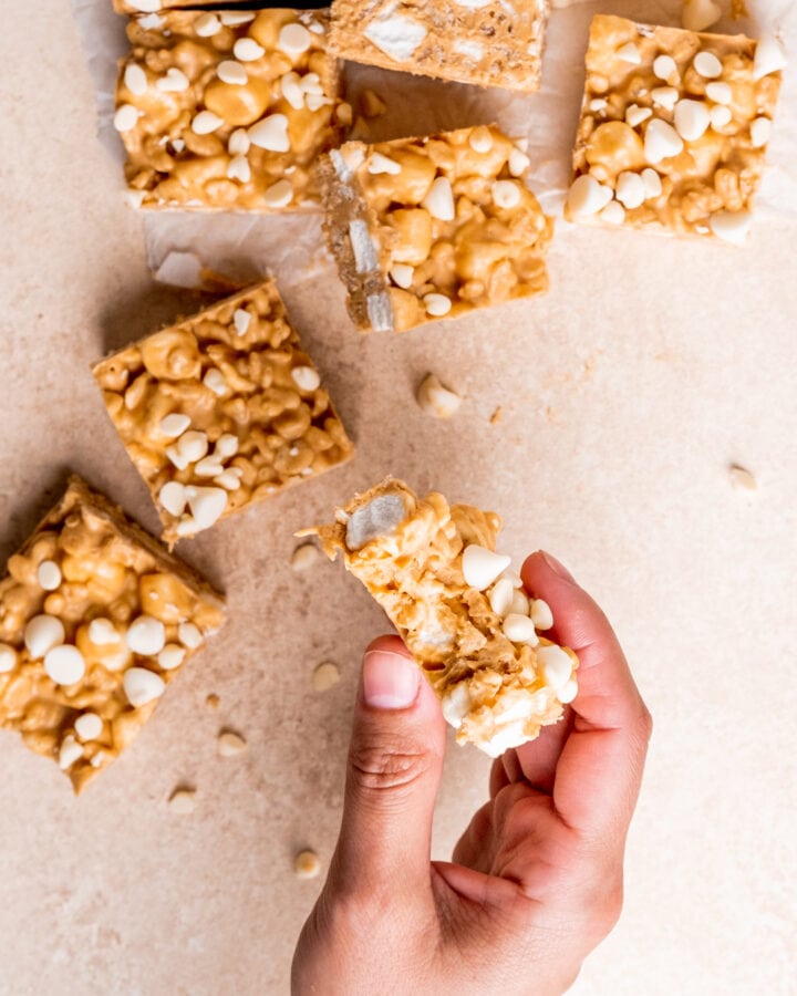Easy Chocolate Peanut Butter Rice Krispies with Marshmallows Broken