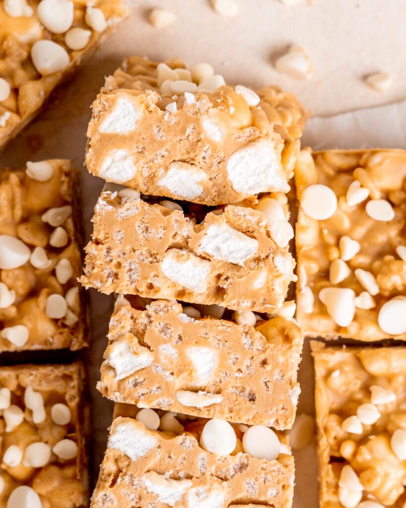 Easy Chocolate Peanut Butter Rice Krispies with Marshmallows Broken