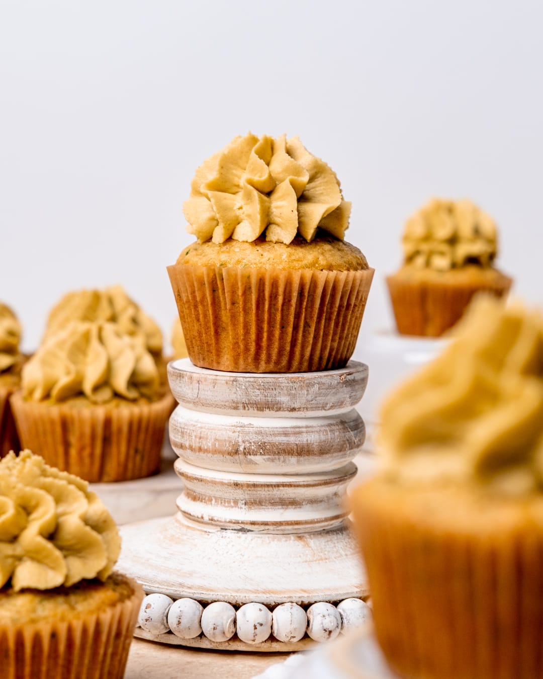 Lemon zucchini cupcake with pistachio buttercream