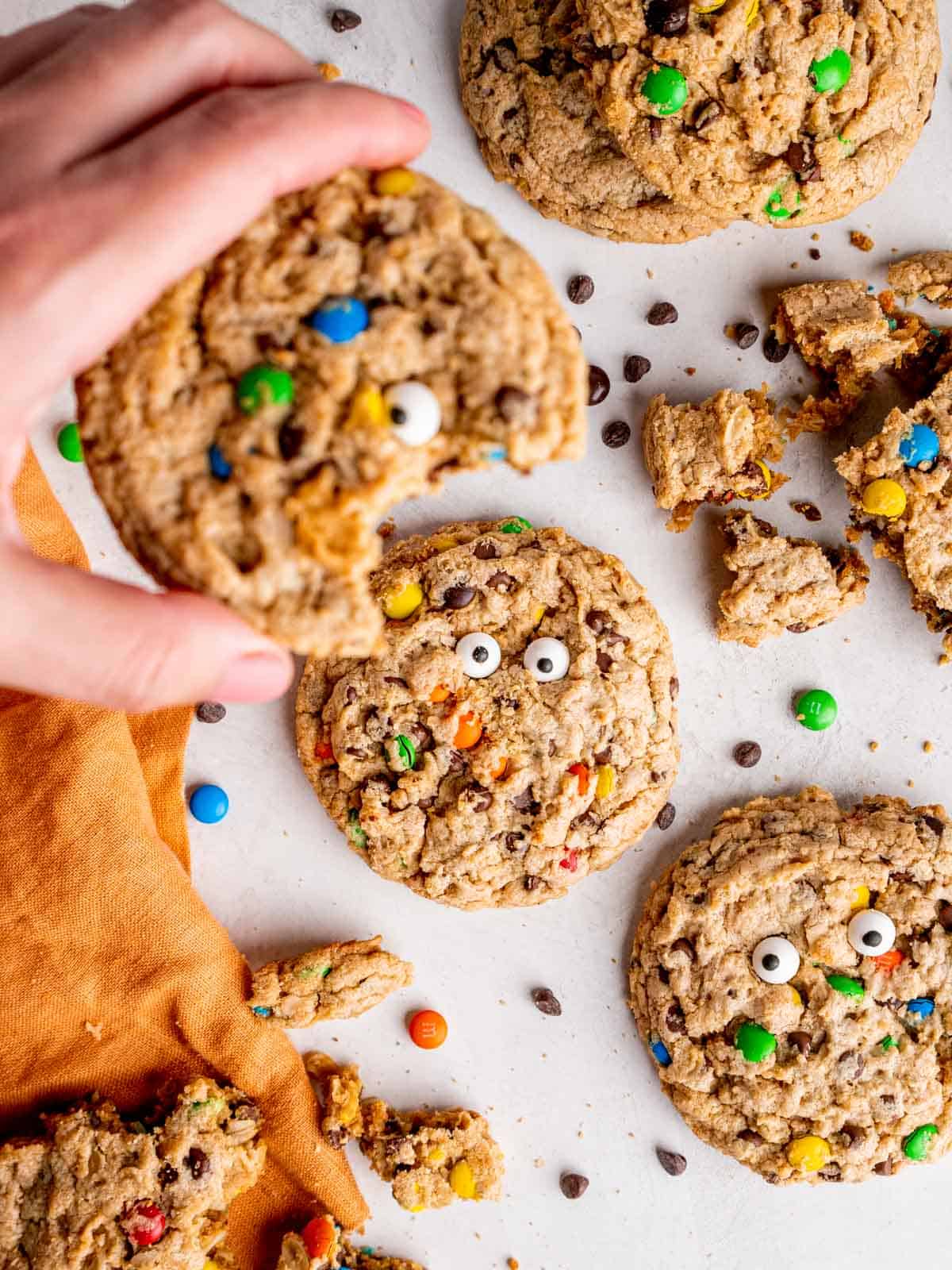 monster cookies with eyeball sprinkles on them