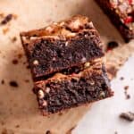 Two Andes mint brownies with fudgy chocolate centers.