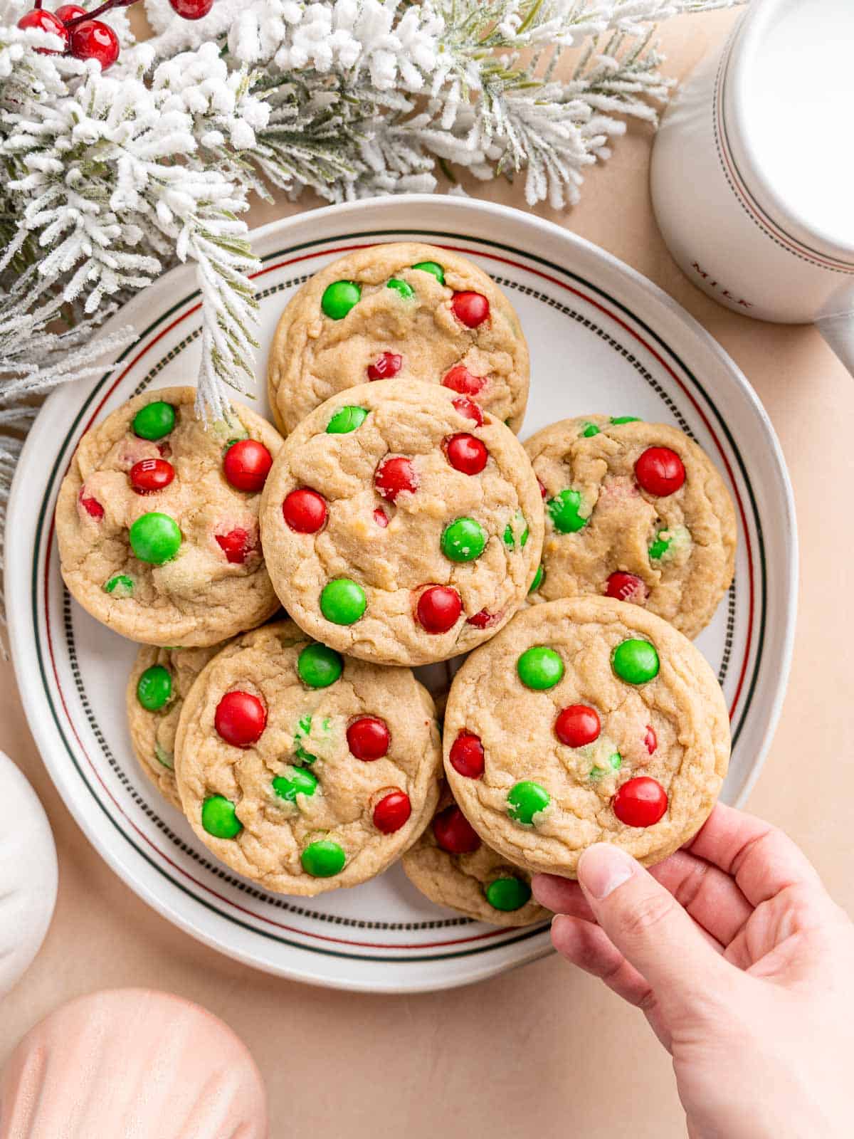 Red and Green M&M Christmas Cookies