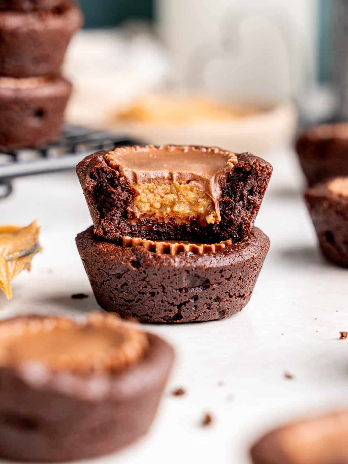 Mini Peanut Butter Cup Brownies – Broken Oven Baking