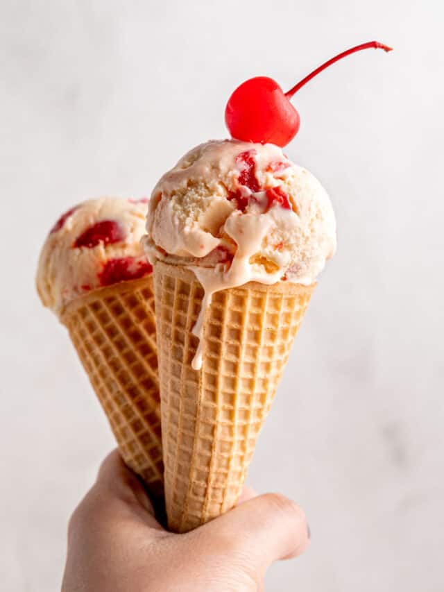 Amaretto Ice Cream with Cherries Broken Oven Baking