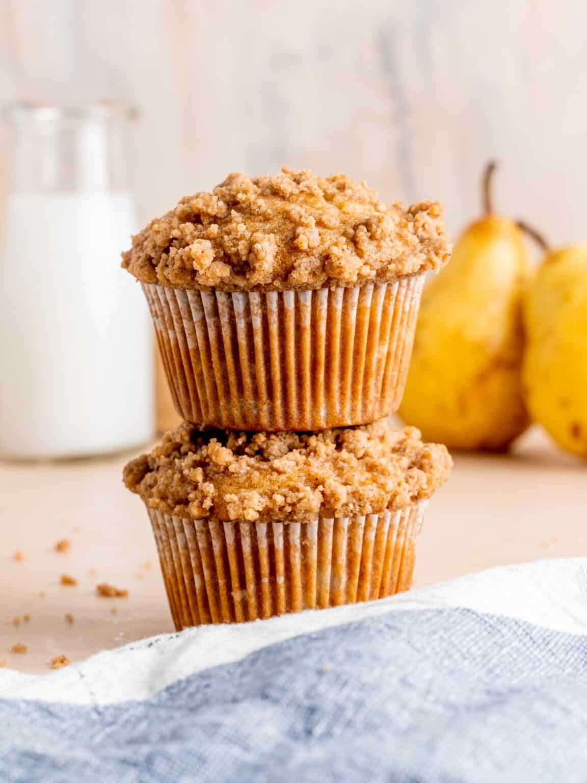 Easy Honey Pear Muffins with Cinnamon Streusel Broken Oven Baking