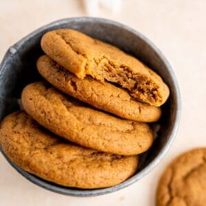 Soft and chewy ginger molasses cookies.