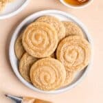 Honey bun cookies on a plate.