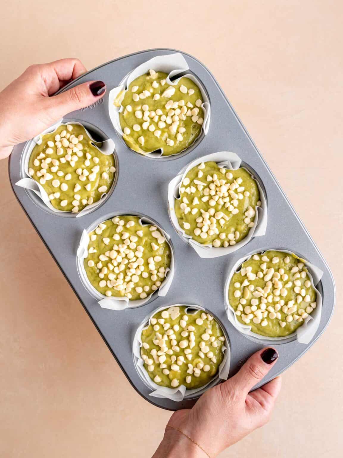 White Chocolate Chip Matcha Muffins Broken Oven Baking