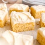 Lemon snack cake with lemon cream cheese frosting.