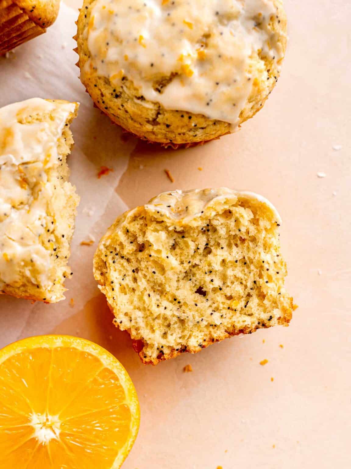 Orange Poppy Seed Muffins with Glaze Broken Oven Baking