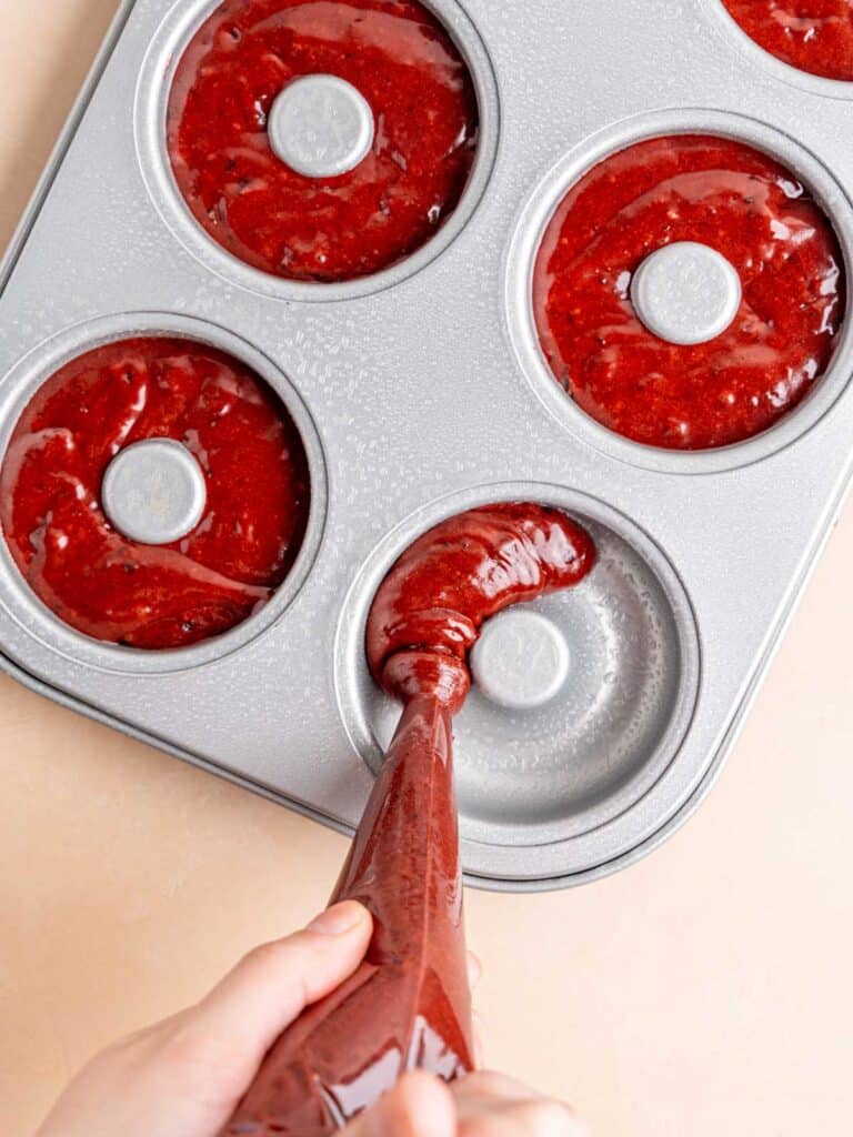Red Velvet Cake Donuts with Cream Cheese Icing Broken Oven Baking