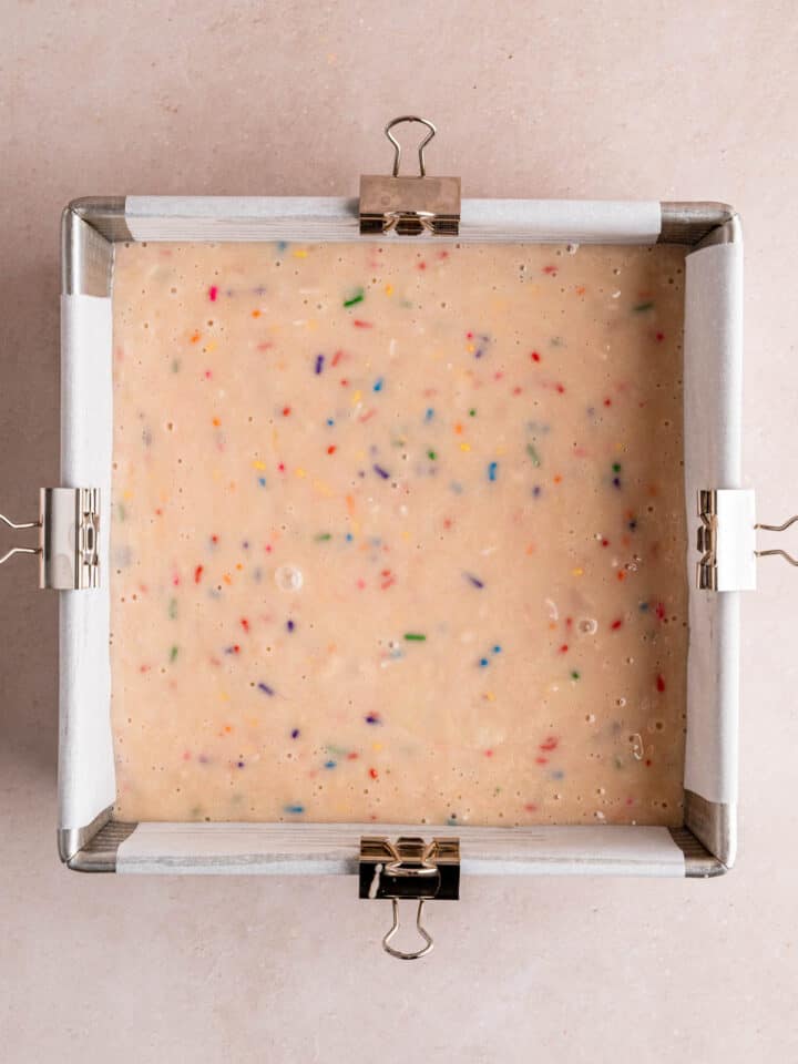 Easy Rainbow Sprinkle Cake with Vanilla Frosting Broken Oven Baking