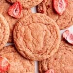 Soft and chewy strawberry sugar cookies.