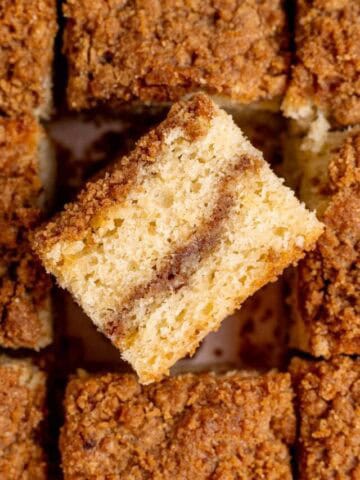Fluffy coffee cake made with sourdough discard.