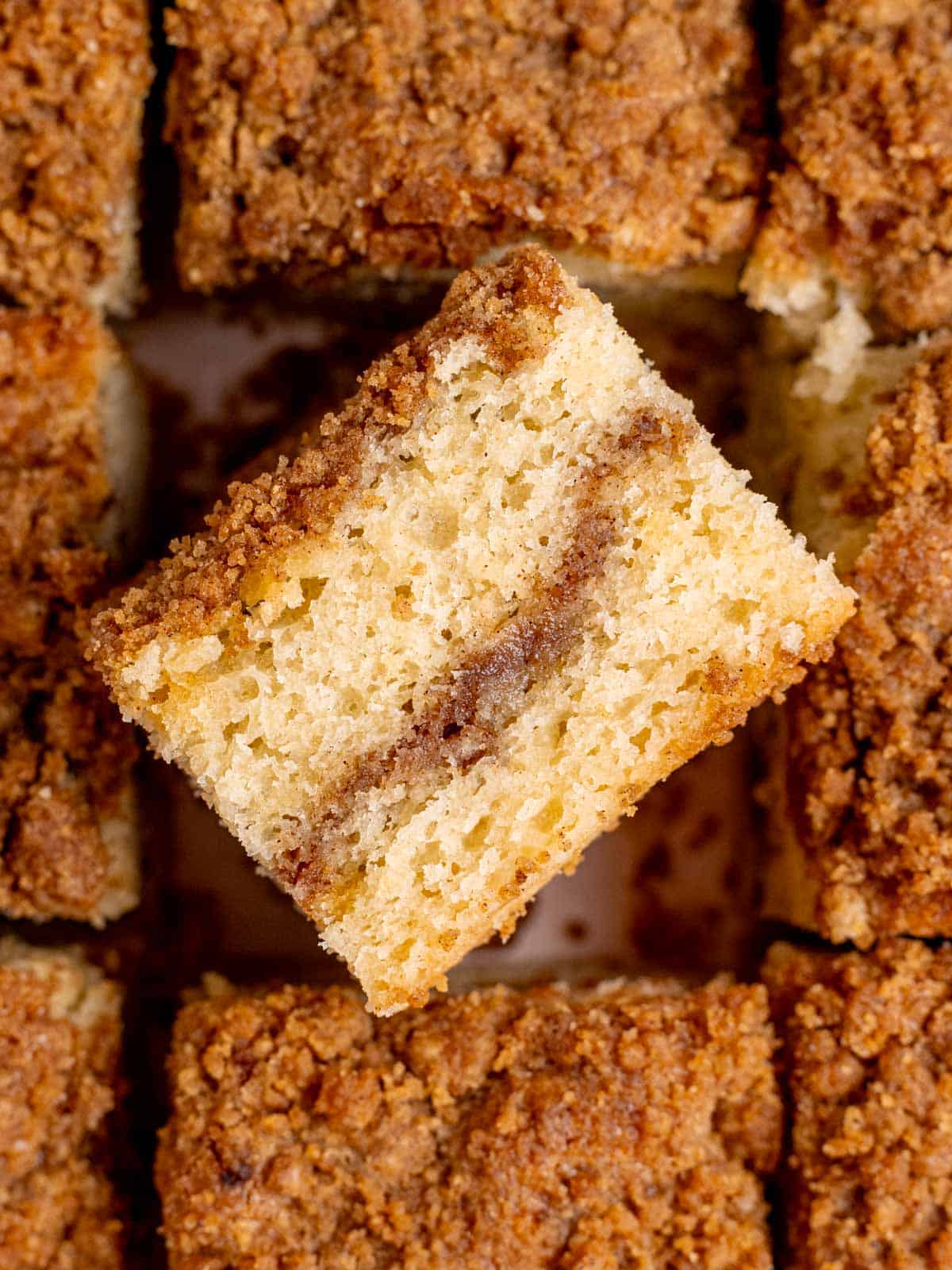 Fluffy coffee cake made with sourdough discard.