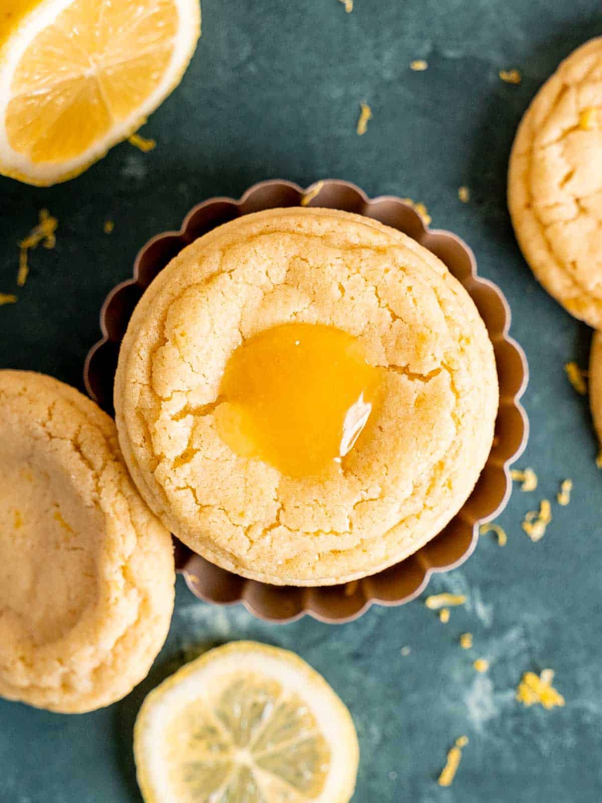 Lemon sugar cookies with lemon curd in the middle.