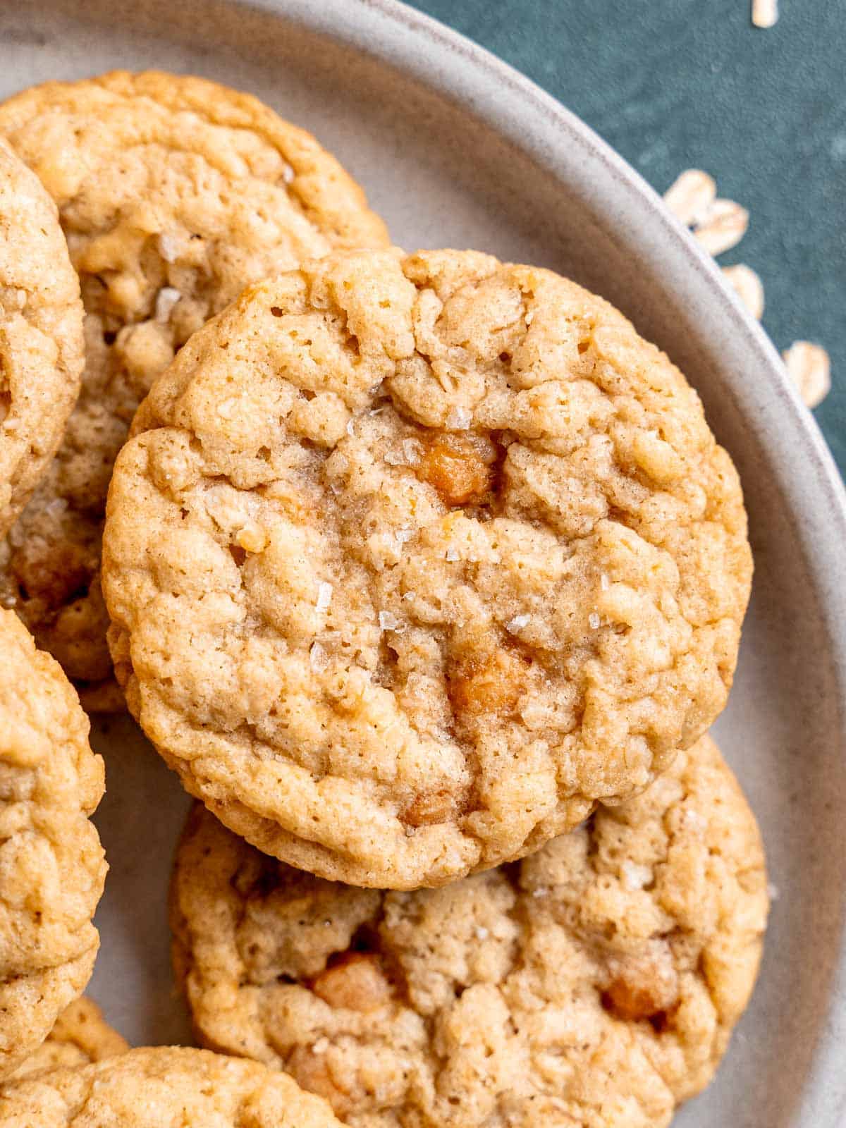 Salted caramel oatmeal cookies with sea salt.