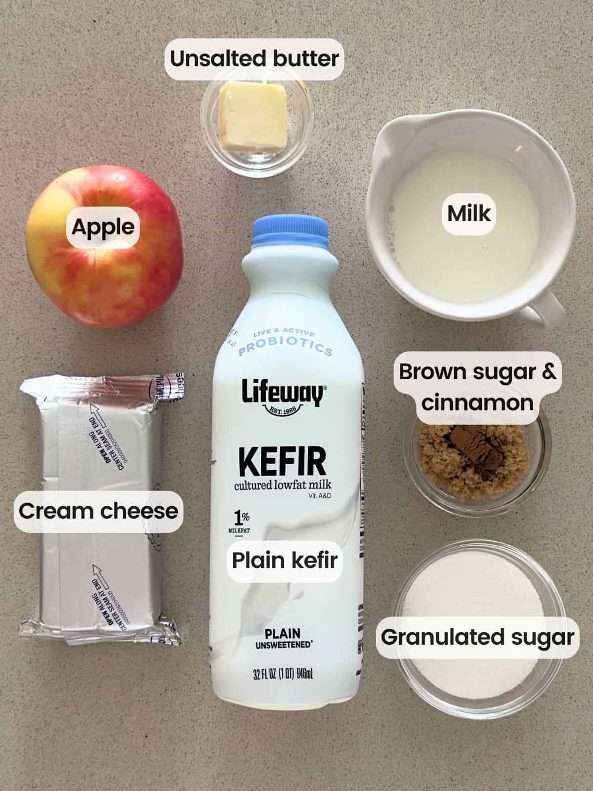 Ingredients needed to make apple pie ice cream with a Ninja Creami.