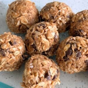 Energy balls made with almond butter.