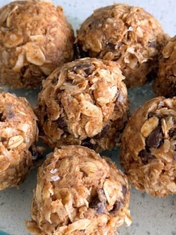 Energy balls made with almond butter.